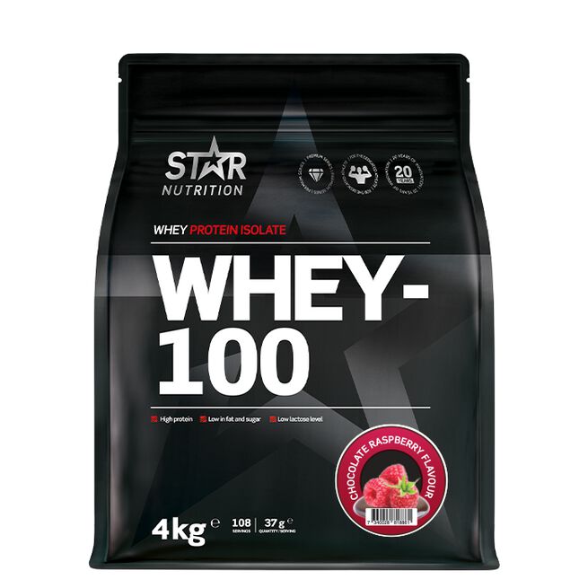 Whey-100 Vassleprotein 4 kg Chocolate Raspberry